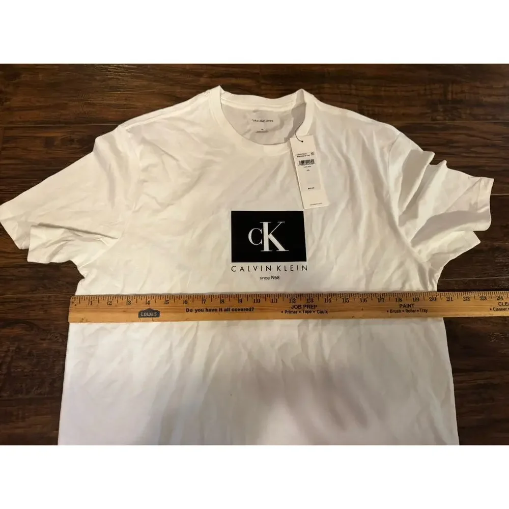 CALVIN KLEIN men’s white crew neck short sleeve T-shirt Sz:M